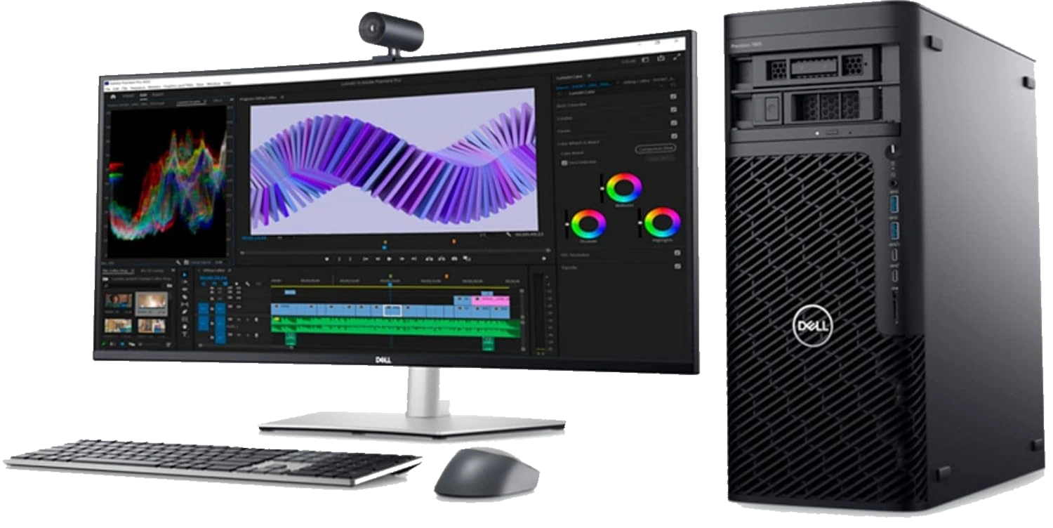 Station de travail Dell Precision 7875 Tower avec écran, clavier et souris